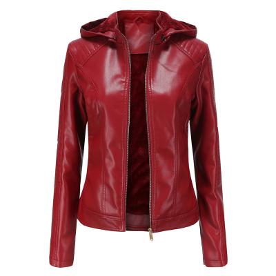 China Women's Comic Spring Collar Waterproof Short Length Leather Slim Jacket for sale