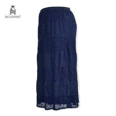 China New autumn generous show contracted thin blue dress plus size plus size pleated skirts for casual dress goods spot elegant minimum 2 pieces for sale