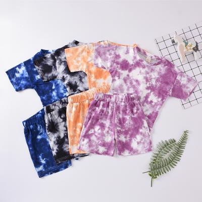 China Wholesale Casual Hot Boy Shorts Cotton Summer Children Kids Tie Dye Baby Boy Clothing Sets Sets for sale