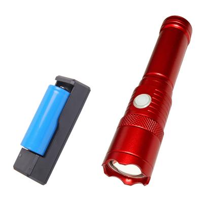 China Multifunctional Aluminum Alloy Zoomable LED Plant Flashlight with Blue White Red Yellow Light for Fishing Repellent Mosquitoes Exploring for sale