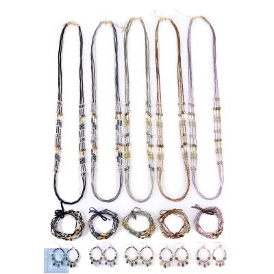 China Wholesale Suchoice Jewelry Factory Vintage Crystal Tube Glass Beads With Shell Long Necklace Bracelet And Earring Set for sale