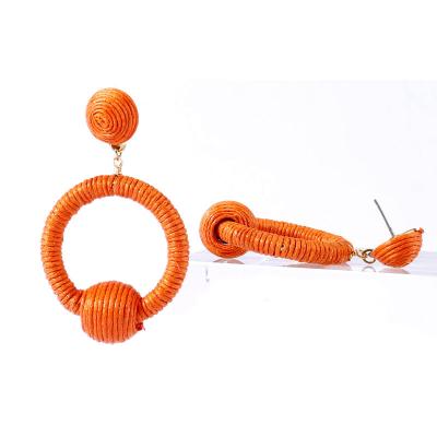 China Fashionable BOHEMIA summer cc earrings earing raffia 2022 wholesale ladies earring circle jewelry bohemian earrings for women alloy round for sale