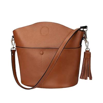 China Wholesale Monogrammed Minimalist Magnetic Snap Cross GENUINE LEATHER Leather Tassel Shoulder Bag - Body Bag for sale