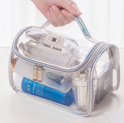 China Custom Cosmetic Bag Large Capacity Waterproof Shockproof Dustproof Clear Lady Cosmetic Bag Make Up Bag With Metal Zipper for sale