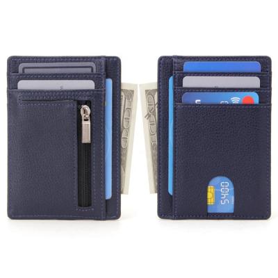 China Minimalist Slim Waterproof Front Pocket Credit Card Holder RFID Blocking Men's Leather Wallet for sale