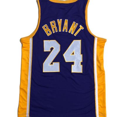 China Kobe Bryant 24# Basketball Antibacterial Wholesale Commemoration Purple Dense High Level Retro Embroidered Tank Top for sale