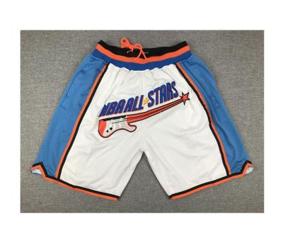 China Antibacterial All Star Net Classic Uniform Padded Plaid Embroidered Retro Basketball Shorts With Zippers Pockets for sale