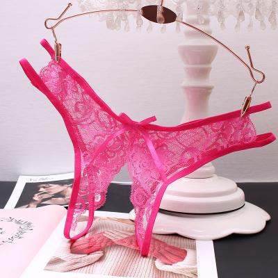 China Ladies Breathable G-String Open Crotch Panties With Pearl for sale