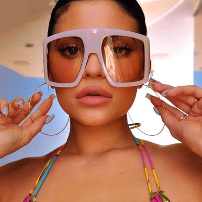 China High Quality Instagram Fashion Big Frame Mirrored Shades Vintage Oversized Sun Glass Women And Men Milky Color Square Sunglasses 2021 for sale