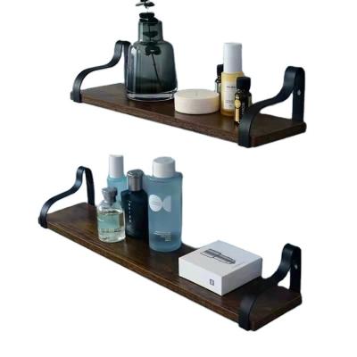 China Adjustable Living Room Furniture (Others) Hanging Metal And Rustic Wood Wall Mounted Shelf Shelves for sale