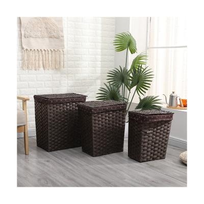 China Vintage Modern Design High Quality Sundries Organizer Woven Rattan Laundry Basket With Lid for sale