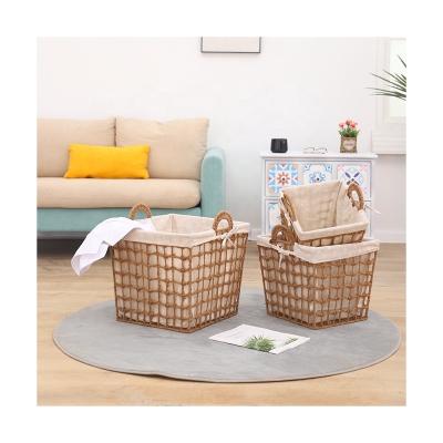 China Set of 3; Durable and high quality; with handle; Multifunctional Universal Home Sundries Organizer Cotton Rope Laundry Storage Basket With Handle for sale