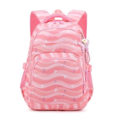 China Waterproof Hot Pink Printed LOGO Girls Primary School Backpack Custom Student Backpack Pink Bookbag Schoolbag For Kids Children for sale