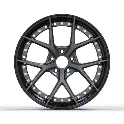 China GZ-02 19*8.5 19*9.5 5*108 5*120 inch aluminum alloy aluminum black car wheel rims hole 5 2 piece casting wheels for sale