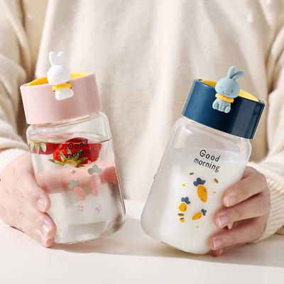 China Wholesale 350ml Borosilicate Glass Water Bottle Viable Sports Water Bottle Cute Drinking Glass Water Bottle for sale