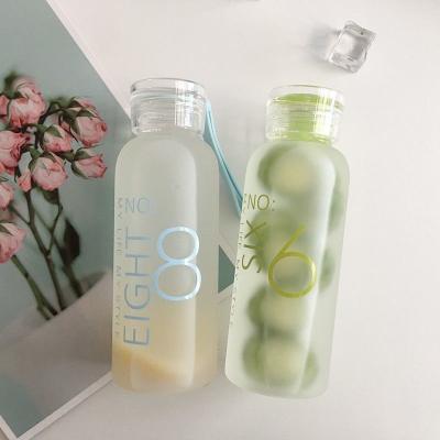 China Sustainable Water Bottle 450ml Glass Water Bottle Wholesale Frosted Colored Glass Water Bottle for sale