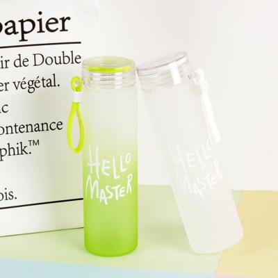 China 2022 Hot Selling Eco Friendly Colorful Master Product Viable Hello Letter Matte Glass Sublimation Insulated Water Bottles With PP Lids for sale