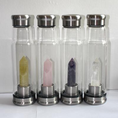 China Brief Style Viable Crystal Energy Water Bottle Gemstone Crystal Infused Water Bottle for sale