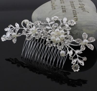 China Fashion High Quality Bridal Wedding Flower Hair Accessories Bead Crystal Rhinestone Hair Comb for sale