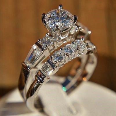 China CLASSIC Zircon Rings Two Piece Set For Men And Women for sale