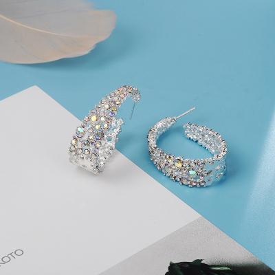 China Hiphop European and American popular faux stone color ab accessories fashion U-shaped earrings for women for sale