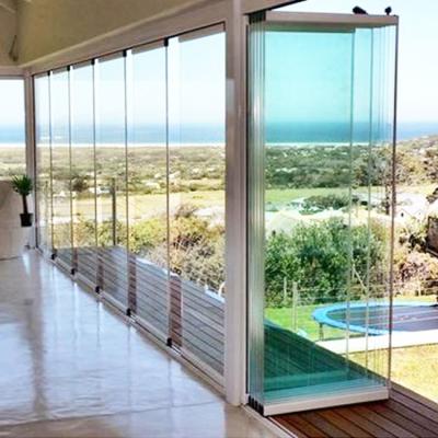 China 4mm 6mm 8mm 9mm Safety Toughened Glass Sliding Folding Door Energy Saving Clear Sliding And Folding Glass Doors And Windows for sale