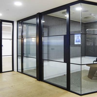 China Interior Sliding Glass Partition Doors Colored Frosted Glass Sliding Folding Partition 10mm Tempered Glass Door Fine Polished Edge for sale