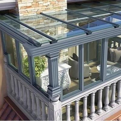 China Waterproof Aluminum Frame Glass Greenhouse Style Sunroom Anti Ultraviolet Tempered Glass Enclosed Sunroom For Leisure / Planting for sale