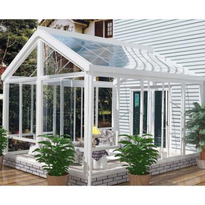 China Outdoor Glass Greenhouse UV Proof Low E Laminated Glass Aluminium Greenhouse Thermal Insulation House Beautiful Sunrooms for sale