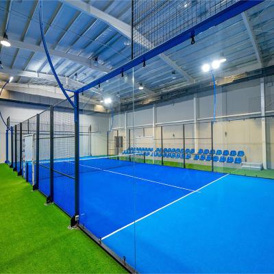 China Professional Padel Court Turf Customized Black Green Paddle Tennis Court Glass 10*20m Size With Explosion Proof Tempered Glass for sale