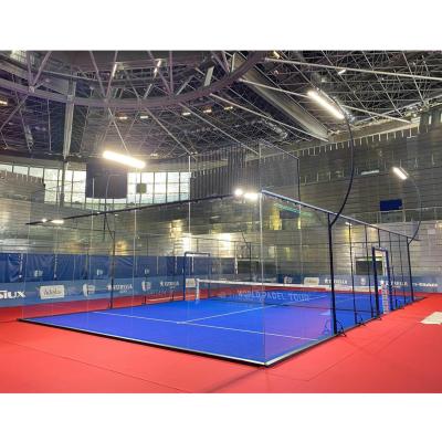 China OEM Super Panoramic Paddle Ball Court Blue Padel Single Court 10*20m Standard Size Tennis Court Board Padel Indoor Court for sale