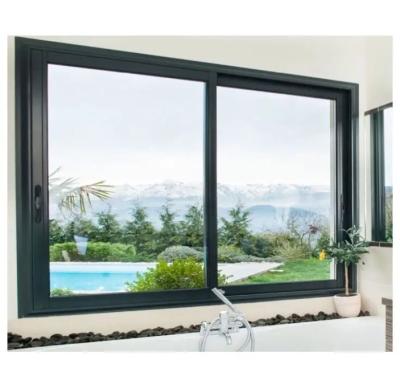 China Ventanas de vidrio de marco de aluminio con color personalizado de 3 pistas Ventana corredera de vidrio de aluminio en venta