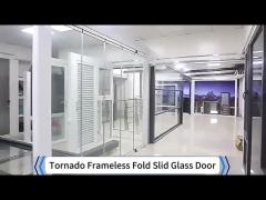 Office Frameless Fold Slid Tempered Glass Door