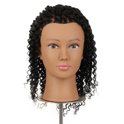 China Cheap Afro wave forming head hand tied real human and ainmal female mannequin braiding head for salon and school real hair estension for sale