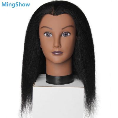 China Cosmetology Manikin Heads Cheap Braiding Afro Hair Cosmetology Hairdresser Practice Salon African American Mannequin Doll 100% Dummy Head for sale