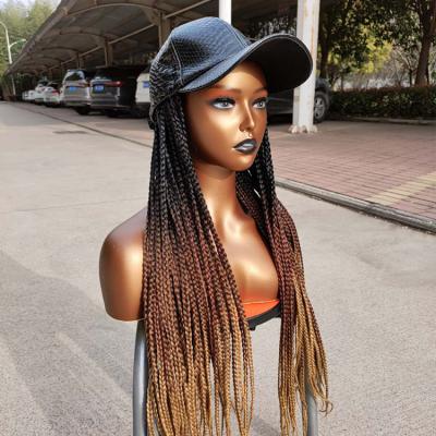 China Best Selling Soft Smooth Thick Baseball Hair Shedding Blonde Barely Box Braided Caps Wig For Black Women for sale