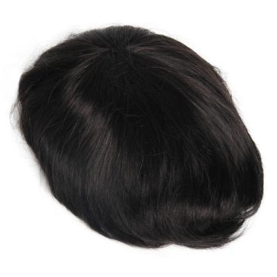 China Durable 100% Indian Remy Human Hair Men's Hair Fine Mono Hairpiece Hoating Poly Wigs Systems Durable Hair Wigs for sale