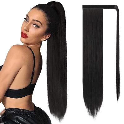 China Thick Synthetic Silky Straight Wave Faux Accents High Quality Drawstring Clips In Hair Extension Futura Natural Ponytail for sale