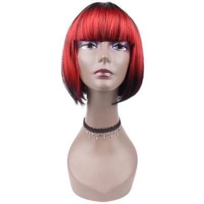 China Silky Straight Maker Synthetic Short Lead Style Wig With Bangs Hair Extension for sale