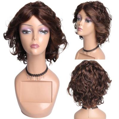 China Water Wave Remy Brazilian Short Pixie Human Hair Wigs For Women Glueless Black Color Bouncy Curly Wig for sale