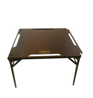 China Convenient Outdoor Black Steel Durable Folding Steel BBQ Camping Table for sale