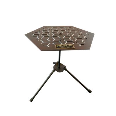 China Outdoor Portable Black Steel Volume Picnic Small Folding Hexagonal Table for sale