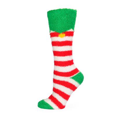 China Cozy Christmas Floor Home Socks Women Velvet Stripe Sleep Bed Coral Soft Fluffy Fuzzy Socks QUICK DRY Socks for sale