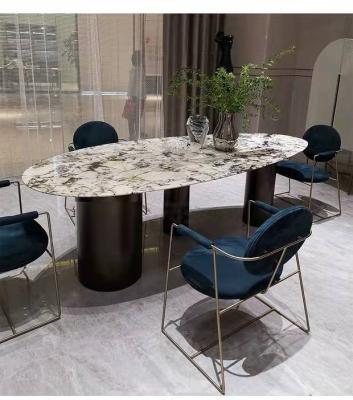 China Italian modern oval esstisch luxury marble dining table stone dining table set luxury marble table for sale