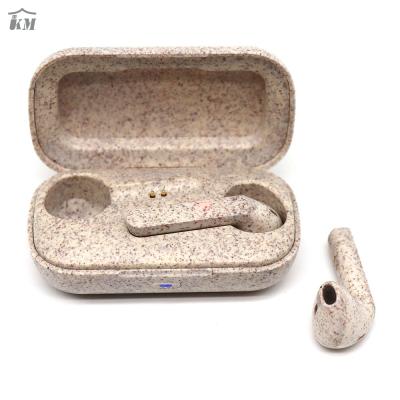 China Low MOQ Eco-friendly Lightweight Organic Material In-ear Wheat Fiber Earbuds Mini Wireless Earphone Stylish for sale