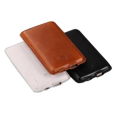 China Leather Battery Indicator Kingmaster PU Power Bank With Rechargeable 8000mAh Lithium Ion Battery for sale