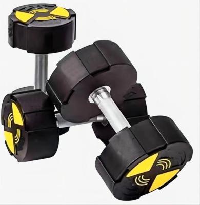 China Concave And Convex Shape Elasticity Good Environmental Tasteless Wholesale Double Color Fitness PU High Quality Dumbbell For Gym for sale