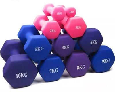 China Environmental Tasteless Colorful Custom Vinyl Neoprene Dumbbell Hex Dumbbell Sets For Women for sale