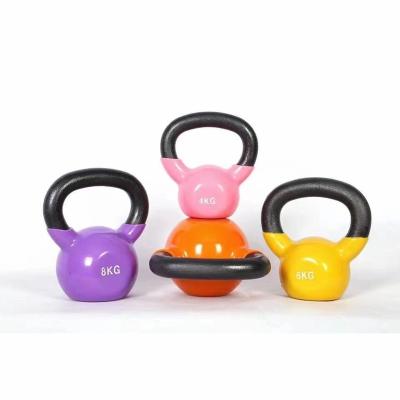 China Hot selling lacquered grip good quality gym fit exercise vinyl coated kettlebell custom logo for sale