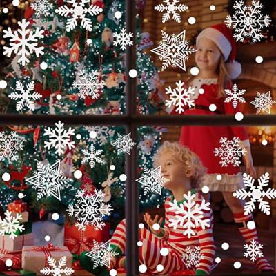 China Decorative Christmas Window Stickers Snowflakes PVC Static Cling Stickers For Christmas Window Display Decoration for sale